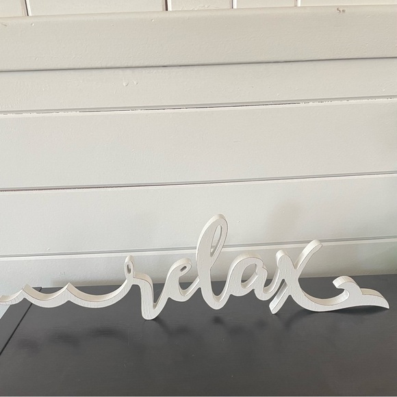 $15 SALE Elegant White Relax Script Wall Art Beach Ocean Wave Mermaid Tail Wood - Picture 9 of 9